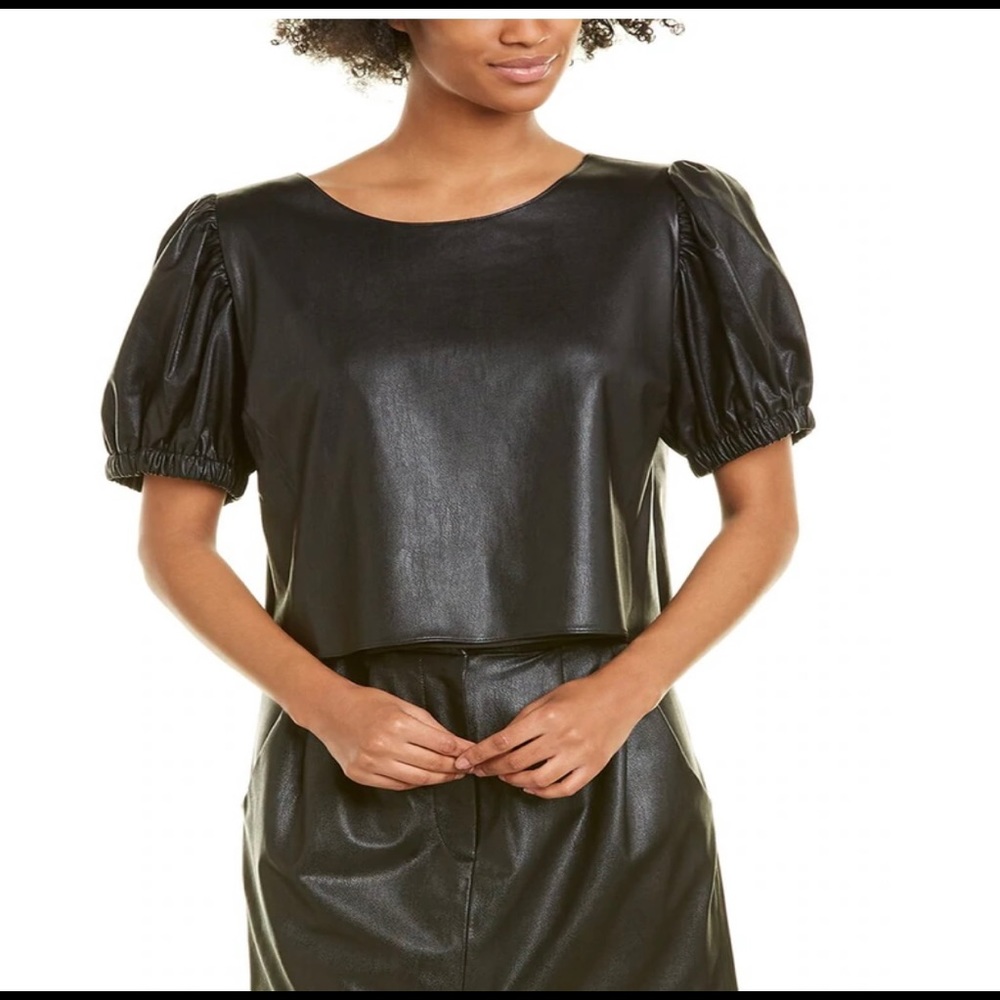 NWT Amanda Uprichard vegan leather-like Top
